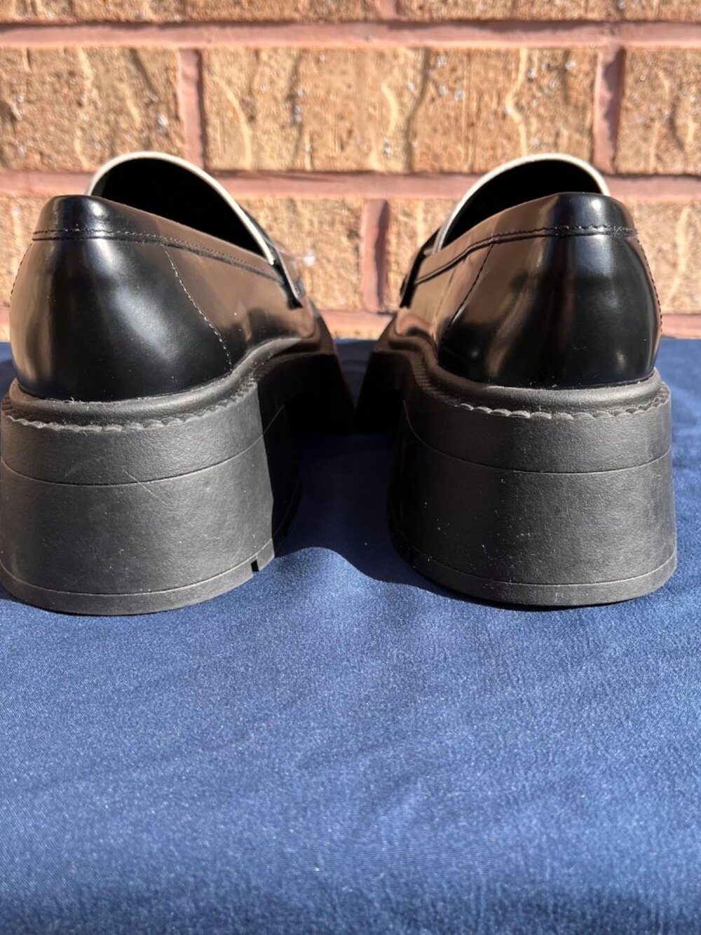 COACH Leah Platform Loafers Women’s Size 5 Leather Black White Lug Sole Shoes - Picture 6 of 16